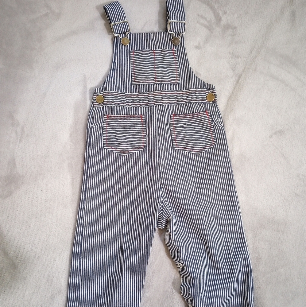 Healthtex Railroad Conductor Striped Vintage Kids Overalls 24 Months